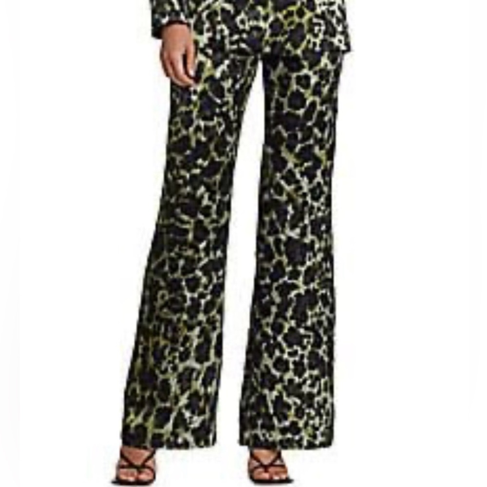 Adriana Inglesias Pants Size 44/US 12 Leopard Print 100% Silk Trouser NWT